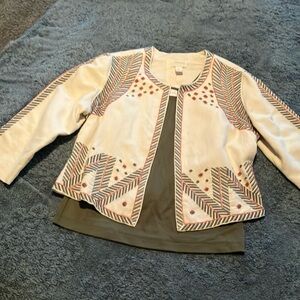 Chic’s olive green camisole and  coordinating jacket/blazer.